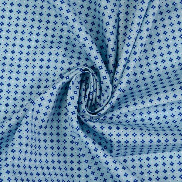 Baumwoll-Popeline, kleingemustert, hellblau